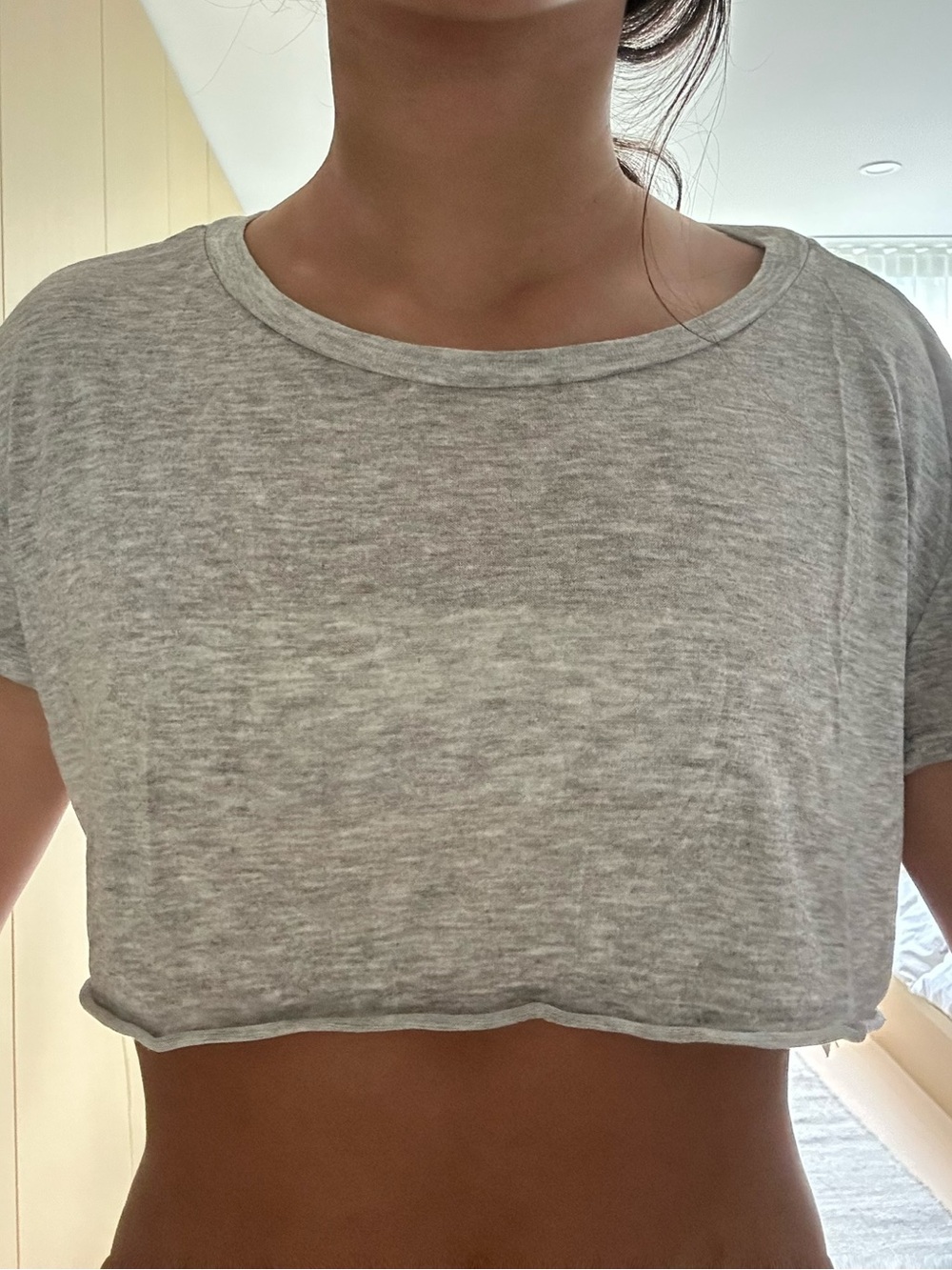 Edikted Heather Light Gray Cropped Tee